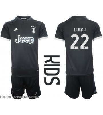 Juventus Timothy Weah #22 Tercera Equipación Niños 2023-24 Manga Corta (+ Pantalones cortos)